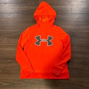 Under Armour UA Medium ColdGear Cold Sweatshirt Hoodie Orange Gray White